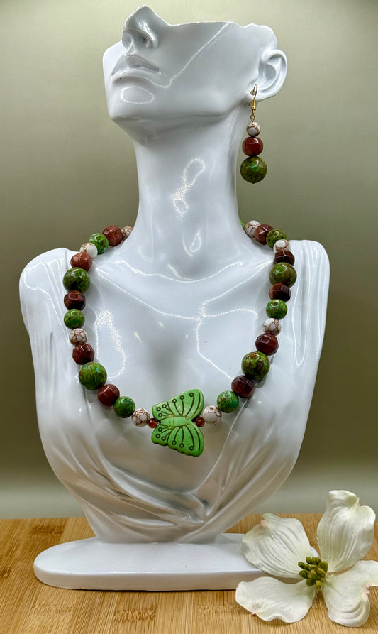 Butterf-Ly Collection Green Choker Set