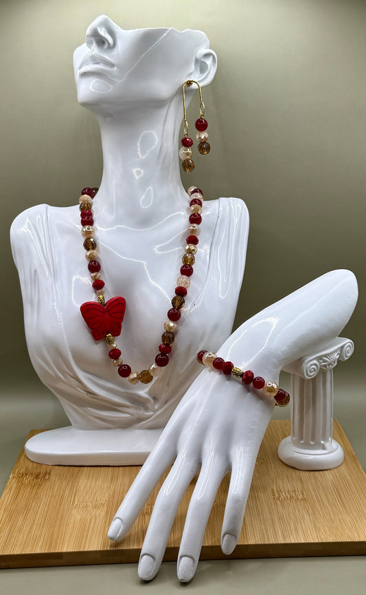 Butterf-Ly Collection Red choker set